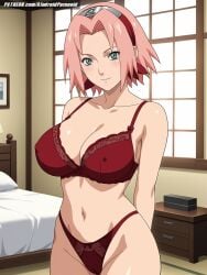 aindroidparanoid ass ass bed bedroom big_ass big_breasts bra breasts busty cameltoe curvy fat_ass female female_only flirting green_eyes hips huge_ass huge_breasts indoors large_ass large_breasts lingerie naruto naruto_(classic) naruto_(series) naruto_shippuden ninja nipples panties pink_hair pussy sakura_haruno seductive sensual short_hair spiky_hair stable_diffusion voluptuous wide_hips