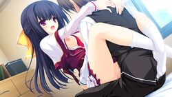 black_hair breasts censored game_cg long_hair lunaris_filia mikagami_mamizu minase_yukari nipples purple_eyes seifuku sex whirlpool