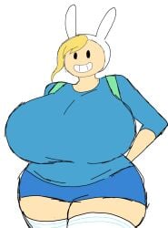 1girls adventure_time blonde_hair female fionna_the_human_girl huge_breasts momiji_(artist) smile solo tagme twitter_link wide_hips