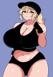 1girls big_breasts blonde_hair breasts curvaceous_female curvaceous_figure curves curvy_body curvy_hips curvy_thighs female female_only five_nights_at_freddy's five_nights_at_freddy's:_security_breach gloves green_eyes hat huge_breasts human large_breasts maymayuumi simple_background simple_coloring simple_shading slightly_chubby sports_bra sports_shorts sports_uniform sportswear tagme thick thick_ass thick_legs thick_thighs thighs vanessa_(fnaf)