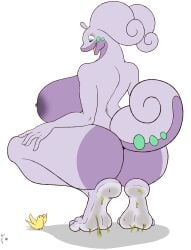 anthro big_ass big_breasts big_feet bird casual_nudity feet female foot_focus goo goodra nintendo nipple nude pokemon pokemon_(species) pokemon_xy shadow solo_focus tail zp92