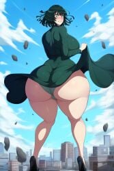 ai_generated big_ass blush dress_lift fubuki_(one-punch_man) full_body goldencum34 huge_ass looking_back one-punch_man panties thick_thighs wide_hips