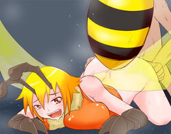 antennae bee_girl blush frenzy_altron insect_girl monster_girl red_eyes sex short_hair striped