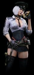 1girls dead_rising dead_rising_3 femme_fatale gun gun_holster hilde_schmittendorf looking_at_viewer police_uniform sideboob skirt slutty_outfit thick_thighs tie_between_breasts video_game_character video_game_franchise villainess white_hair