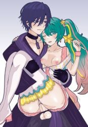 1boy 1girls alternate_costume ass blue_eyes blue_hair blush clothed clothed_sex clothing collar cum cum_in_pussy cum_inside earrings handsome_man hatsune_miku kaito kaito_(vocaloid) magic_wand mysterious_butterfly_kaito_(project_diva) nail_polish negicreme nipples penetration penis_in_pussy piercing project_diva project_diva_(series) project_sekai purple_eyes purple_hair pussy sex small_breasts standing standing_sex straight twintails vaginal_penetration vocaloid