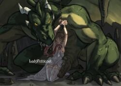 1girls breasts chained_up dragon female imminent_rape ladypetticoat monster original penis tagme