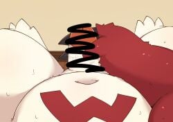 2024 3_toes anthro belly censored erection feet generation_3_pokemon genitals hi_res kemono male mixeeeel navel nintendo overweight overweight_male penis pokemon pokemon_(species) red_body solo toes white_body zangoose