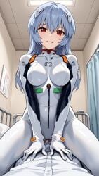 ai_generated alternate_hairstyle cowgirl_position rei_ayanami