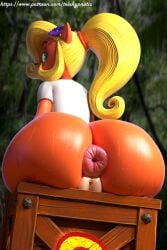 3d_(artwork) absurd_res activision anthro anus ass big_butt bodily_fluids coco_bandicoot crash_(series) digital_media_(artwork) female hi_res nude puffy_anus solo sweat sweaty_butt telehypnotic