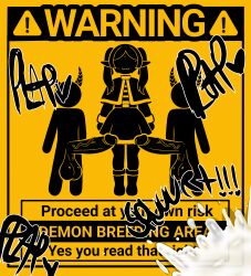 1girls 2026 2boys 2d balls cum demon demon_boy demon_horns domination_caption elf elf_ears elf_female elf_girl fantasy female femsub frieren humanoid imminent_sex implied_sex interspecies male maledom onomatopoeia penis pictogram plap self_upload sousou_no_frieren tagme text unepicroachy veiny_penis warning_sign