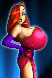 1girls breasts disney dress female female_only gigantic_breasts graficanimal huge_breasts human jessica_rabbit large_breasts long_gloves red_hair solo tight_clothes who_framed_roger_rabbit