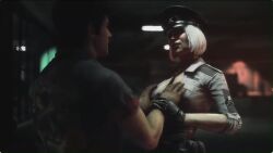 dead_rising dead_rising_3 femme_fatale grabbing_breasts hilde_schmittendorf horny_female police_uniform slutty_outfit tagme video video_game_character video_game_franchise villainess white_hair