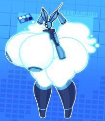 big_breasts breasts bunny_girl commission dewbber glowing glowing_body glowing_boobs glowing_breasts large_breasts large_thighs robot tagme thick_thighs