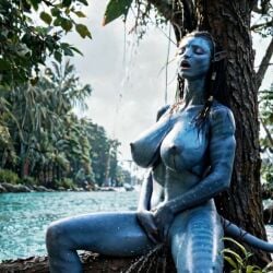 1girls ai_generated avatar avatar:_the_way_of_water masturbation milf na'vi neytiri sole_female