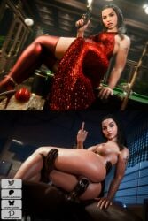 1boy 1girls 3d ana_de_armas areolae ass ass_focus ballerina_(film) ballerina_(john_wick) boobs breasts brown_hair butt butt_focus call_of_duty call_of_duty_black_ops_6 creampie cum cum_in_pussy cum_inside currysfm dark-skinned_male dark_skin dress eve_macarro gun hips indoors interracial light-skinned_female light_skin naked naked_female nipples nude nude_female red_dress stockings thighs tits vagina vaginal vaginal_penetration vaginal_sex