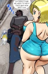 android_18 ass big_ass blonde_hair blue_eyes cuckold dark-skinned_male dark_penis dragon_ball dragon_ball_super dragon_ball_z ear_ring gtsn17 homeless huge_ass interracial krillin kuririn netorare ntr penis queen_of_spades revealing_clothes text uncensored