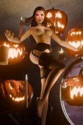 1girls 3d areolae avengers bare_breasts black_garter_belt black_garter_straps black_stockings blender candle elizabeth_olsen enigmaj female_focus female_only floating glowing_eyes jack-o'-lantern looking_at_viewer marvel marvel_comics mutant_(marvel) nipples pumpkin red_eyes scarlet_witch topless wanda_maximoff x-men