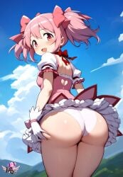 ai_generated artist_logo ass ass ass_focus back_view big_ass big_butt bubble_ass bubble_butt butt_focus hair_ribbon huge_ass huge_butt madoka_kaname madoka_worship magical_girl magical_girl_outfit mahou_shoujo_madoka_magica microskirt miniskirt panties pink_eyes pink_hair puella_magi_madoka_magica red_ribbon ribbon ribbons round_ass round_butt thick_ass thick_thighs twintails upskirt