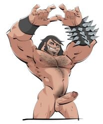 balls bara body_hair boner brutal_legend eddie_riggs erection facial_hair male male_only muscles muscular penis posduroo solo solo_male spiked_bracelet