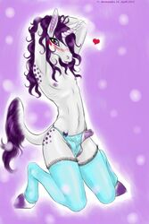 <3 1boy anthro crossdressing_male equine femboy horn kemono male male_anthro male_only nude penis shikoku-una sitting solo solo_male trap underwear unicorn