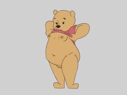 2022 4:3 animate_inanimate anthro areola arms_bent bear black_eyebrows black_nose bottomless bottomless_anthro bottomless_female breasts closed_frown clothed clothed_anthro clothed_female clothing digital_drawing_(artwork) digital_media_(artwork) disney dot_eyes dressing dressing_self english_description eyebrows eyelashes featureless_feet feet female female_anthro flat_colors frown full-length_portrait genitals grey_background literature living_plushie looking_down mammal mitten_hands monster_girl mouth_closed mtf_crossgender nakeddonkeygirl navel nipples overweight overweight_anthro overweight_female plushie pooh_bear portrait public_domain red_clothing red_shirt red_topwear rule_63 seam_(sewing) semi-anthro shirt shortstack simple_background simple_eyes small_breasts solo thick_thighs topwear vulva winnie_the_pooh_(franchise) yellow_areola yellow_body yellow_nipples