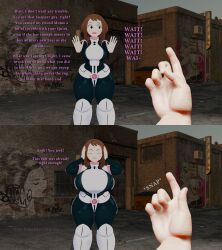 3d 3d_(artwork) 4k ass_expansion ass_growth back_alley big_ass big_breasts blender blender_(software) body_modification bodysuit boku_no_hero_academia breast_expansion breast_growth brown_hair chaoslord growth growth_lines growth_sequence hero_outfit_(mha) huge_ass huge_breasts male_pov multiple_images my_hero_academia ochako_uraraka ochako_uraraka_(hero_outfit) snap snapping_fingers tagme text thick thick_thighs uraraka_ochaco uraraka_ochako uraraka_ochako_(hero_outfit) uravity voluptuous_female wide_hips