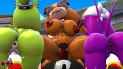 1boy 3d 3d_(artwork) 3girls anthro anthro_female anthro_male anthro_male_on_anthro_female anthro_on_anthro anthro_only anthro_penetrated anthro_penetrating ass badger badger_girl badger_humanoid bird bird_girl black_fur blue_eyes boomerang_(tv_network) brown_fur cartoon_network cum cum_in_pussy cum_inside fingering fingering_pussy foursome glasses green_fur grey-yordle hand_on_ass hedgehog hedgehog_boy hedgehog_humanoid mfff mfff_foursome mobian mobian_(species) mobian_badger mobian_hedgehog mobian_swallow mobian_tenrec mouth_opened open_mouth opened_mouth purple_fur red_highlights rubber_duck sega shadow_the_hedgehog sonic_(series) sonic_boom sonic_riders sonic_the_hedgehog_(comics) sonic_the_hedgehog_(idw) sonic_the_hedgehog_(series) sticks_the_badger sunglasses surge_the_tenrec swallow_(bird) tenrec tenrec_girl tenrec_humanoid tongue tongue_out vaginal_penetration vaginal_sex wave_the_swallow white_fur