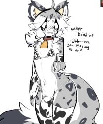 big_bulge big_penis big_tail big_thighs blush bulge bulge_through_clothing cow_bikini cow_horns cow_print cow_print_bikini cowbell cute femboy fur furry hung hung_trap leo_(shiyaa_stuff) leopard shiyaa_stuff shy snow_leopard stockings tail thighs trap white_body white_fur white_hair