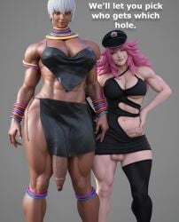 2futas 3d abs big_breasts big_penis breasts cock_out dark-skinned_futa dark_skin dress elena_(street_fighter) final_fight flaccid foreskin futa_only futanari hat hdregrets huge_breasts huge_cock imminent_sex large_breasts large_penis long_foreskin long_hair looking_at_viewer multiple_futa muscular muscular_futa penis pink_hair poison_(final_fight) short_hair source_request street_fighter street_fighter_iv talking_to_viewer tall_female taller_female testicles text trans_woman transfem uncircumcised uncut underboob white_hair