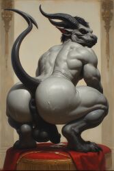 ai_generated ass ballsack cock cum demon feet furry gargoyle gay horns incubus male masculine scalie tail
