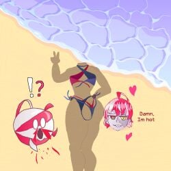 ass ass_focus beach beach_shadow_trend big_ass big_butt big_thighs curvaceous curvy curvy_female curvy_figure curvy_hips detachable_head hololive hololive_indonesia hololive_indonesia_holoro huge_ass kureiji_ollie large_ass lewdlymn nosebleed thick_thighs