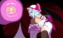 1futa 1girl aged_up animated animated_gif artificial_vagina back_bow bare bat_wings black_thighhighs blue_hair blush bow breasts clenched_teeth clothed clothing condom cross_section crotch_rub cum curtains detached_sleeves dildo dress ejaculation erection eyes female female_masturbation filled_condom fingernails from_side futa_only futanari futanari_masturbation half-closed hat hat_bow hat_ribbon huge_breasts huge_cock humanoid humanoid_penis internal_cumshot large_breasts light_skin long_sleeves masturbation medium_hair mob_cap nail_polish namako_(takorin) object_insertion oerba_yun_fang onahole open_mouth orgasm partially_clothed penis penis_milking pink_nails pointy_ears profile red_eyes red_nails red_ribbon remilia_scarlet ribbon sash sex sex_toy short_hair shoulders sideboob sleeves solo table takorin teeth thighhighs touhou touhou_project uterus vaginal_object_insertion vaginal_penetration white_dress white_headwear white_sleeves wide wings