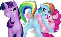 anus blue_eyes buttercup_saiyan cutie_mark equine female friendship_is_magic futanari hair horn horse intersex multicolored_hair my_little_pony open_mouth pegasus penetration penis pink_fur pink_hair pinkie_pie_(mlp) plain_background pony purple_eyes purple_hair pussy rainbow_dash_(mlp) rainbow_hair straight_hair tail tongue tongue_out twilight_sparkle_(mlp) unicorn white_background wings