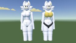 3d 3d_(artwork) anthro anthro_female anthro_only areola areolae black_bikini_bottom black_panties blush breasts breasts_out chest_tuft clothed clothed/nude clothed_anthro clothed_female_nude_female female female_only flower_in_hair furry furry_female furry_only grey_areola high_quality long_arms naked naked_anthro naked_female nipples nipples_visible_through_clothing no_feet no_hands nose_blush nude nude_anthro nude_female panties partially_clothed partially_clothed_female partially_nude pubic_hair pussy rec_room self_upload shaded simple_face sunny_(melodynotmel) syntholsoul vagina white_body white_fur yellow_bikini_top yellow_bra