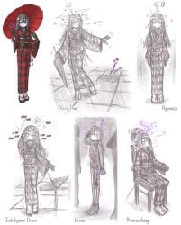 !? 1girls 2024 ? before_and_after brainwashing dizzy drone droneification dronesuit dronification hypnosis intelligence_drain intelligence_loss kimono long_hair original_character orristerioso sketch tagme umbrella