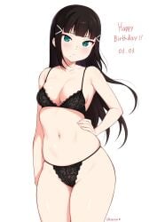 black_hair female_only kurosawa_dia lingerie lingerie_only sexy