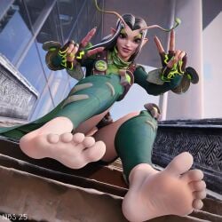 barefoot bottomless feet female foot_fetish guardians_of_the_galaxy mantis_(marvel) mantis_(marvel_rivals) marvel marvel_rivals nibs3d no_panties soles