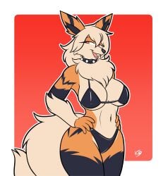 1girls anthro arcanine belly belly_button bra breasts cleavage clothed clothing creatures_(company) female female_focus female_only fur furry furry_female furry_only game_freak generation_1_pokemon nintendo panties pokémon_(species) pokemon pokemon_(species) pokemon_rgby tail the_k9_team thong underwear