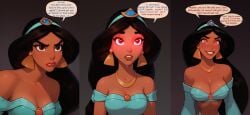 ai_generated aladdin aladdin_(1992_disney_film) bookoflustfan civitai disney drool drooling evil_grin evil_smile glowing_eyes hypnosis hypnotized_female hypnotized_personality_change jafar mind_control personality_change princess_jasmine red_eyes sequence sequential spiral_eyes tagme