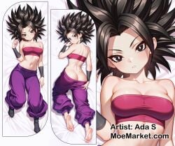 black_eyes black_hair caulifla dakimakura dragon_ball dragon_ball_super female pants solo tubetop