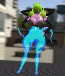 1girls 2024 3d belly_button bemeebeth big_breasts blurry_background bottomless_female cleavage crabofgarry deviantart female_focus four_arms garry's_mod hands_on_head hands_on_hips hips humanoid monster my_singing_monsters open_mouth solo_female tentacle thighs topwear waist