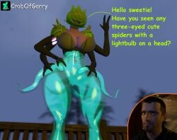 1boy 1girls 2024 3_fingers 3d 4_arms beard_stubble belly_button bemeebeth big_breasts bottomless_female citizen_(half-life_2) citizen_(half-life_series) crabofgarry crossover deviantart deviantart_link deviantart_username dialogue ethereal_monster ethereal_workshop evening female_focus garry's_mod half-life half-life_(series) hips human humanoid male_07 monster multi_arm multi_limb my_singing_monsters open_mouth outdoors talking_to_another tentacle text thighs topwear translucent_body trees valve_(company) waist watermark