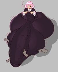 alternate_body_type crona_(soul_eater) femboy flamingsanity groping_balls groping_penis groping_through_clothes hyper_ass hyper_balls hyper_bulge hyper_penis pink_hair soul_eater tagme thick_thighs tight_clothing wide_hips