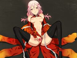 beige_skin breasts color crown detached_sleeves dubious_consent elbow female female_only fingerless_gloves gloves grey_background guilty guilty_crown human nipples pink_hair presenting sleeves solo spread_pussy tear tears thighhighs uncensored yuzuriha_inori