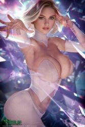 blonde_female blonde_hair blue_eyes breasts digital_art digital_media_(artwork) emma_frost female female_only goblin_collectibles large_breasts marvel marvel_comics overflowing_breasts shikari shikarii telepath thick white_queen x-men