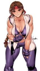 art_of_fighting bowalia braid braided_hair breasts breasts brown_eyes brown_hair headband king_of_fighters looking_at_viewer muscular sexy smile snk yuri_sakazaki