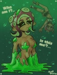 1girls agent_8_(splatoon) breasts female marodraws nude octoling sleeping slime stasis_tank tagme