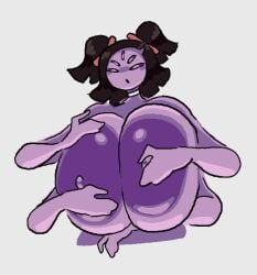 5_eyes big_breasts choker female hands_on_breasts huge_breasts monster_girl muffet nsfwoaf ribbon spider_girl undertale undertale_(series)