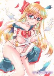 1girls aino_minako areolae bishoujo_senshi_sailor_moon blonde_hair blue_eyes blush bow breasts censored choker ear_piercing earrings female_focus hairbow long_hair magical_girl mask masked masked_female mimikoro minako_aino nipples panties panties_ripped pussy ripped_clothing ripped_panties sailor_collar sailor_uniform sailor_v sailor_venus solo solo_focus tearing_up thighs torn_clothes torn_clothing torn_panties watermark white_background