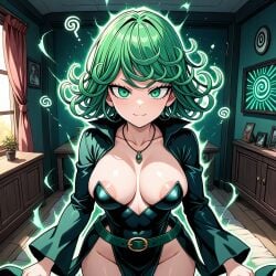 ai_generated brainwashed brainwashing dark_persona green_hair happy_sub happy_trance hypnosis hypnosis long_dress long_sleeves mind_control one-punch_man pixai tagme tatsumaki